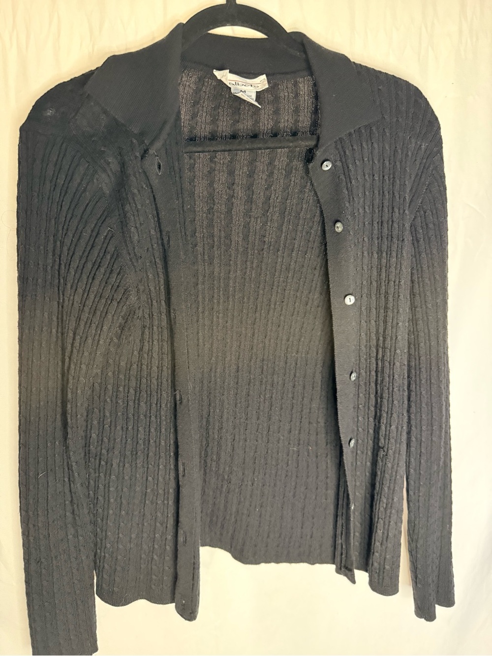 VINTAGE Talbots Black Ribbed Button-Front Cardigan - Picture 2 of 5